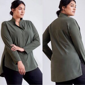 Aday Something Borrowed Long Sleeve Button Up Mandarin Collar Blouse Sz M 🧡🍄